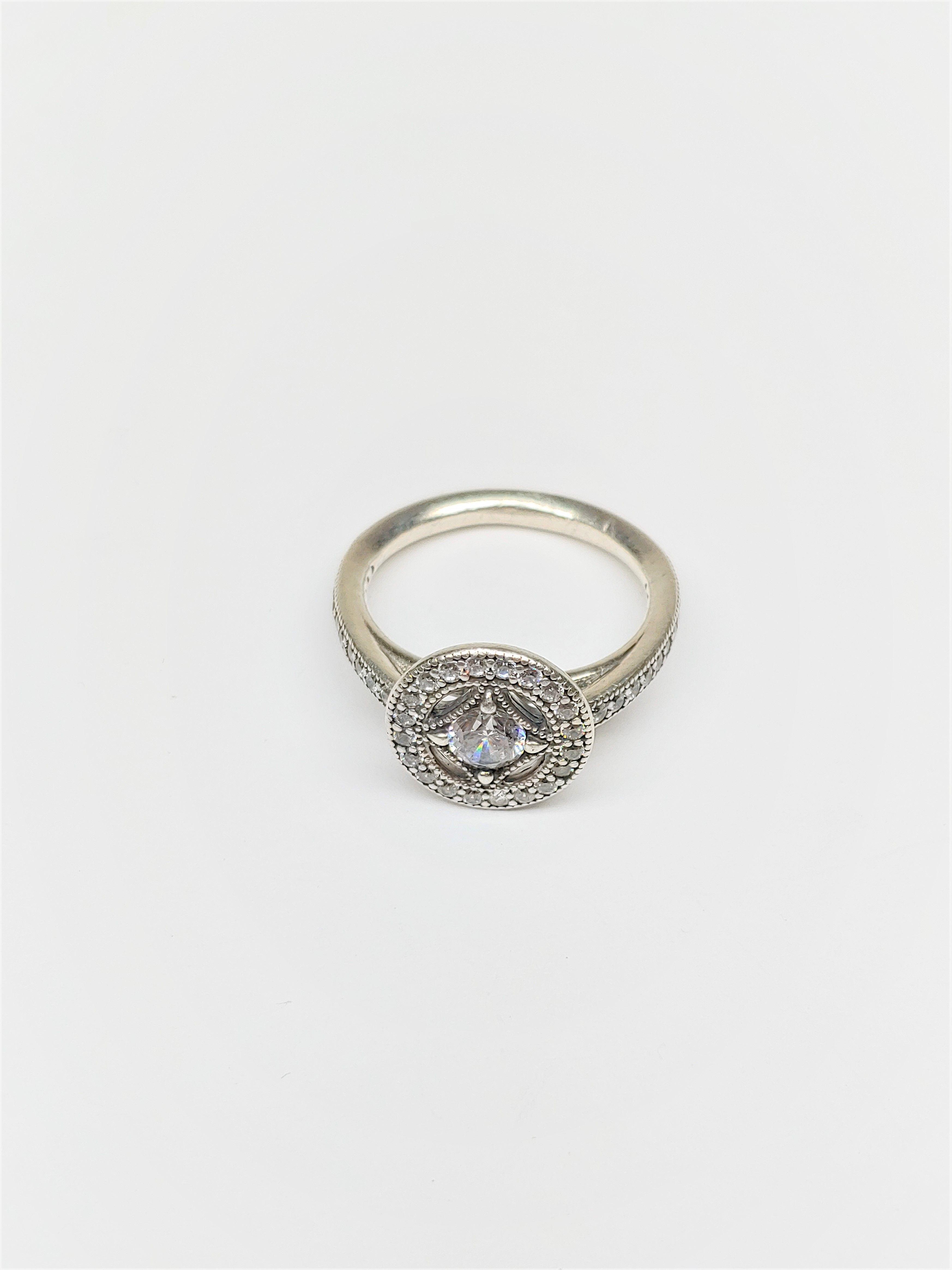 Designer Pandoran Woman's Vintage Allure Ring Size 4.5 Silver ALE 925