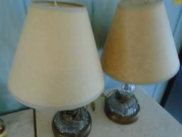 Pair of Glass table lamps with shades