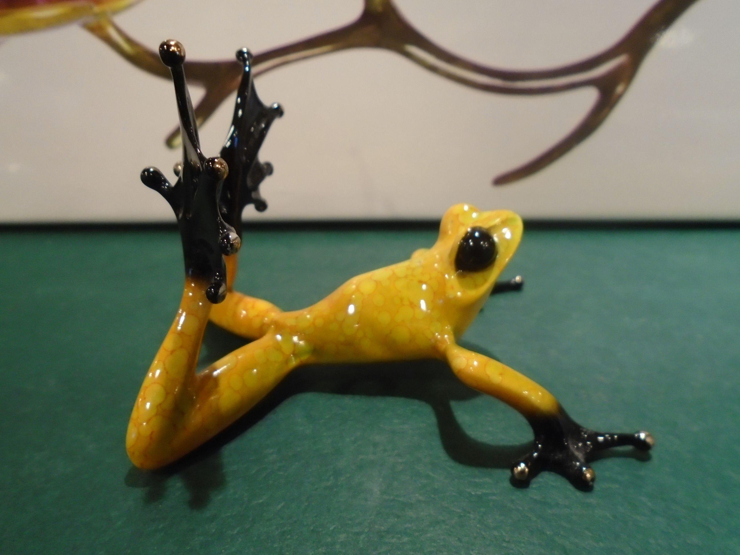 Sunbather Yellow and black frog Bronze Sculpture