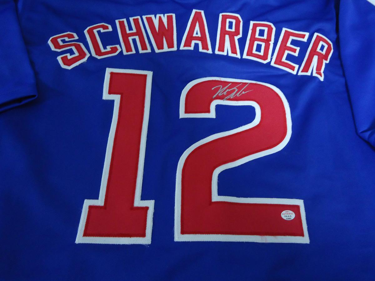 Kyle Schwarber Chicago Cubs Signed autographed blue baseball jersey Certified COA 880