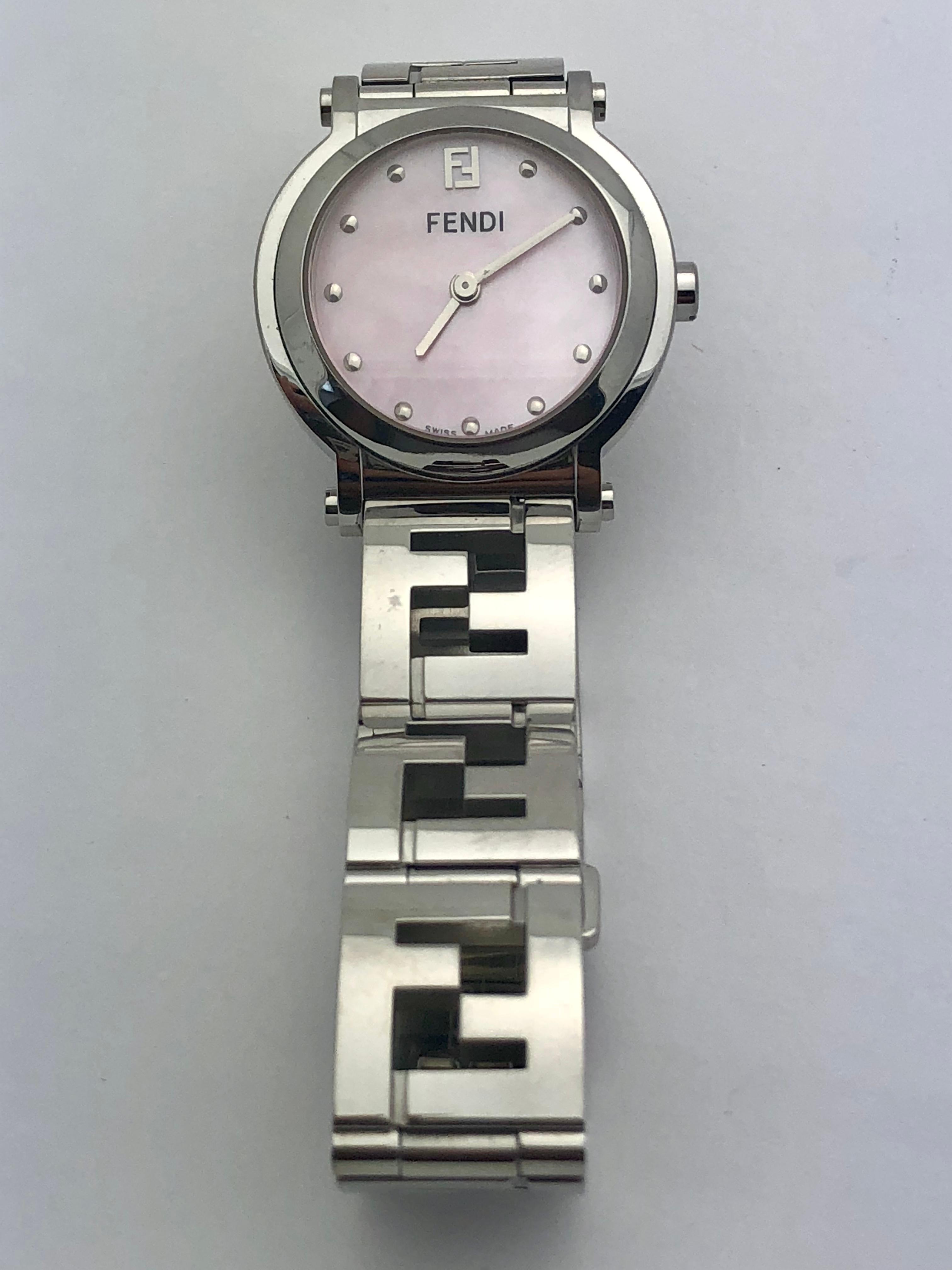 New Womens Fendi Stainless Steel Logo Band Watch Without Box