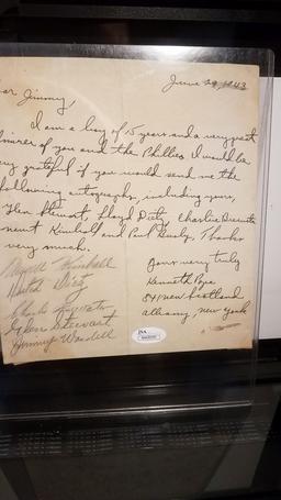 VINTAGE SIGNED 1941 PHILLIES LETTER SIGNED BY FIVE PHILLIES