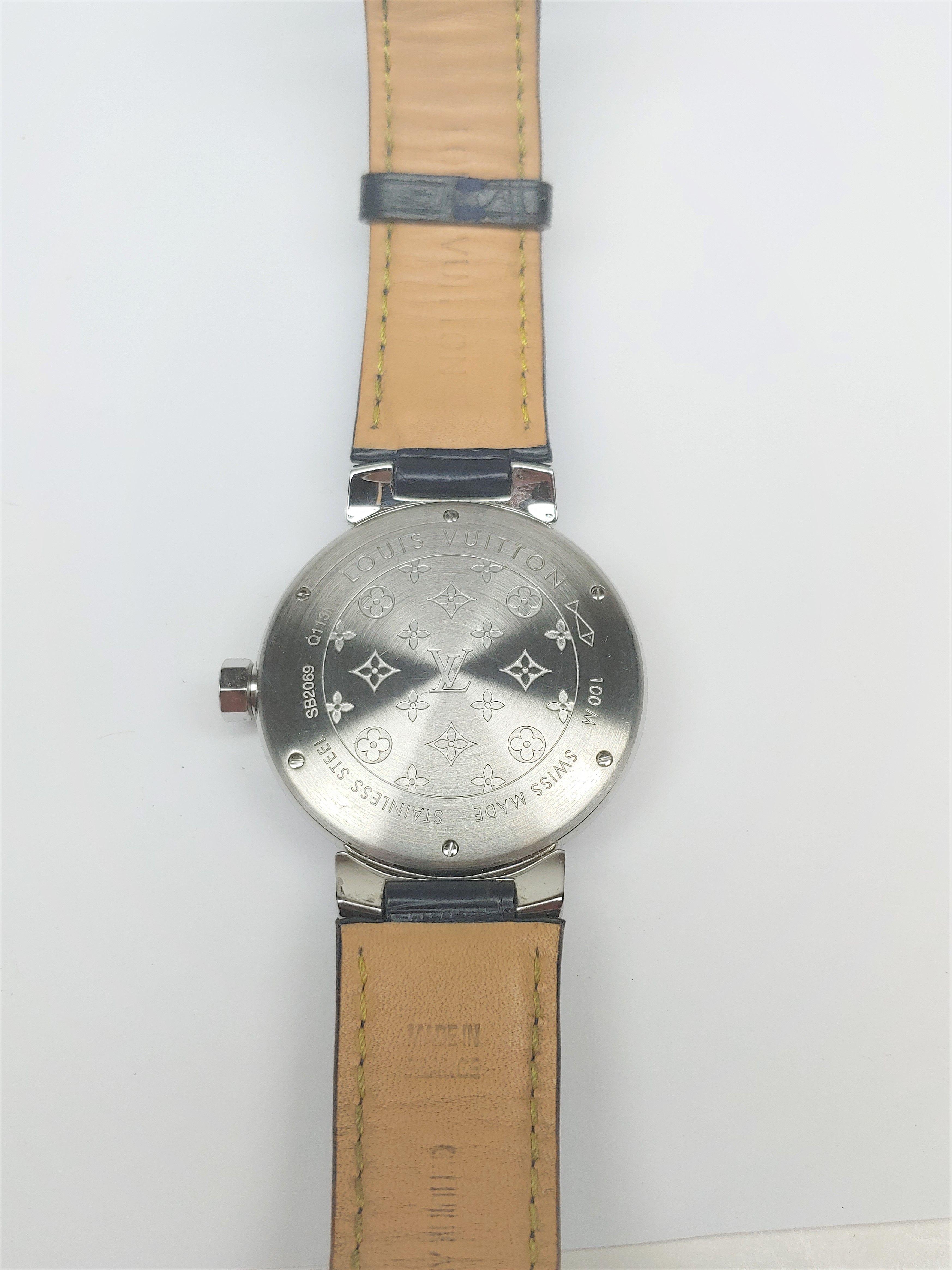 Designer Louis Vuitton Automatic St. Steel Q113m Watch with Box Retail $4599.