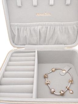 Designer Womens Pandora 14k Solid Gold (6) Charms with Silver & Gold Pandora Bracelet