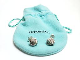 Authentic Tiffany & Co. Silver 925 Mesh Ball Earrings with Original Pouch