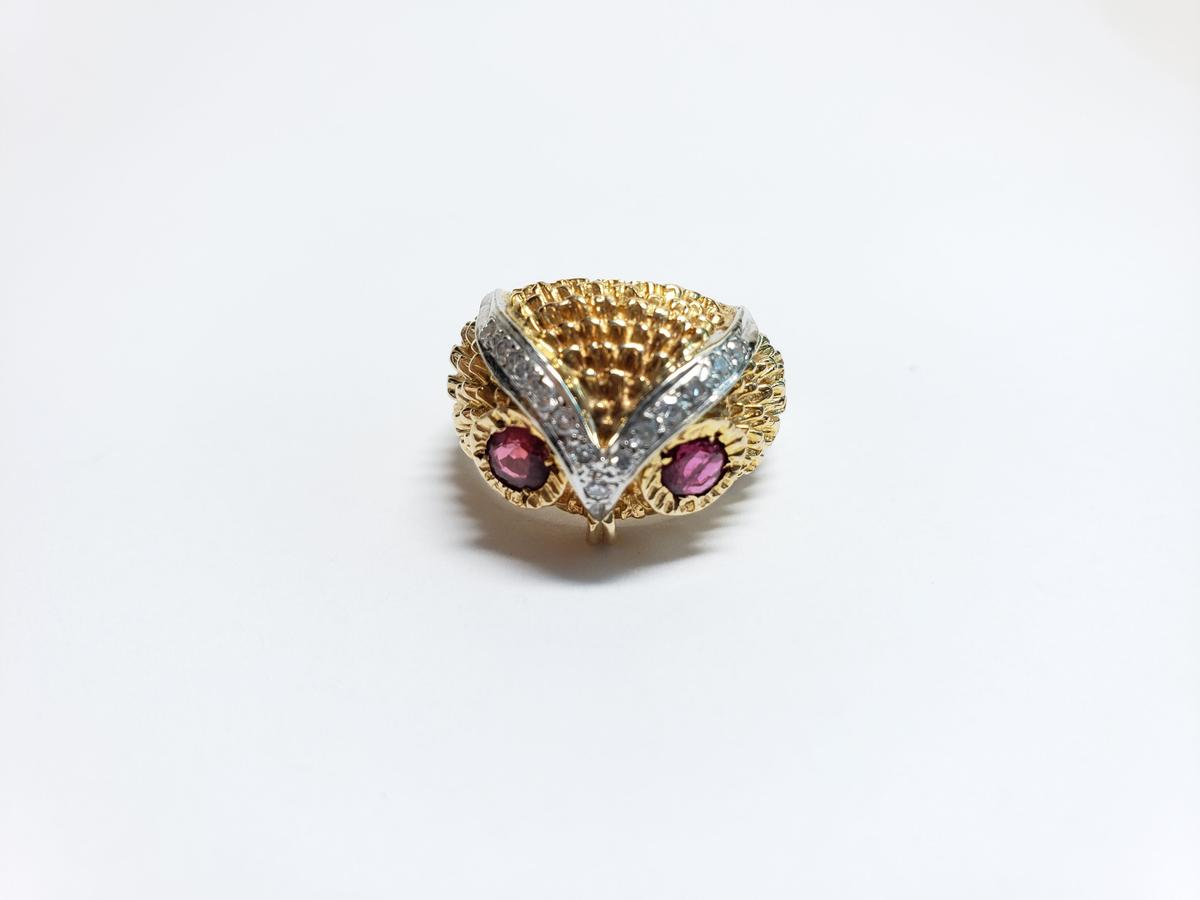 Elvis Presley 14k Yellow Gold Ruby Diamonds Eyes Mens Ring