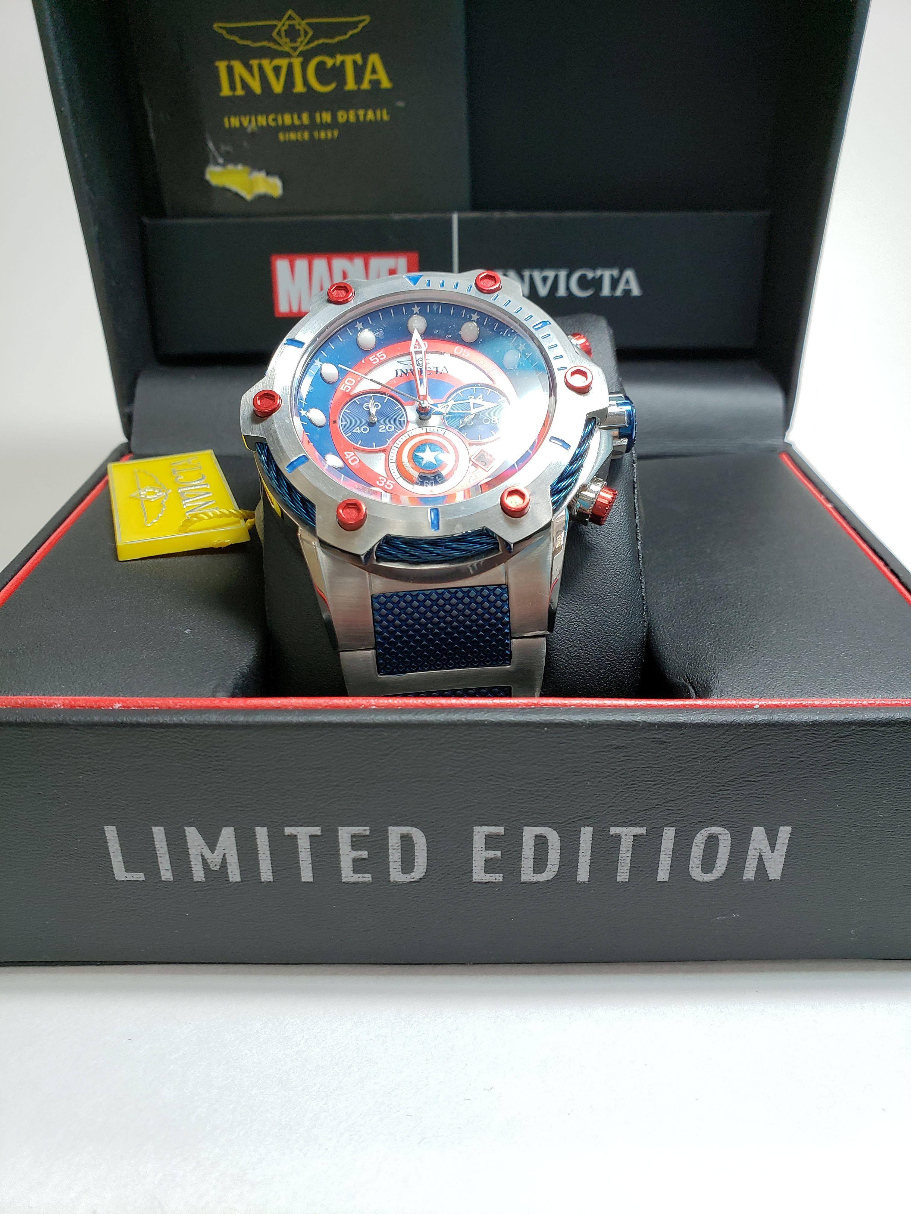 Mens Limited Edition Invicta Captain America Super Hero Watch with Box