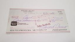 JOCKEY EDDIE ARCARO SIGNED CHECK