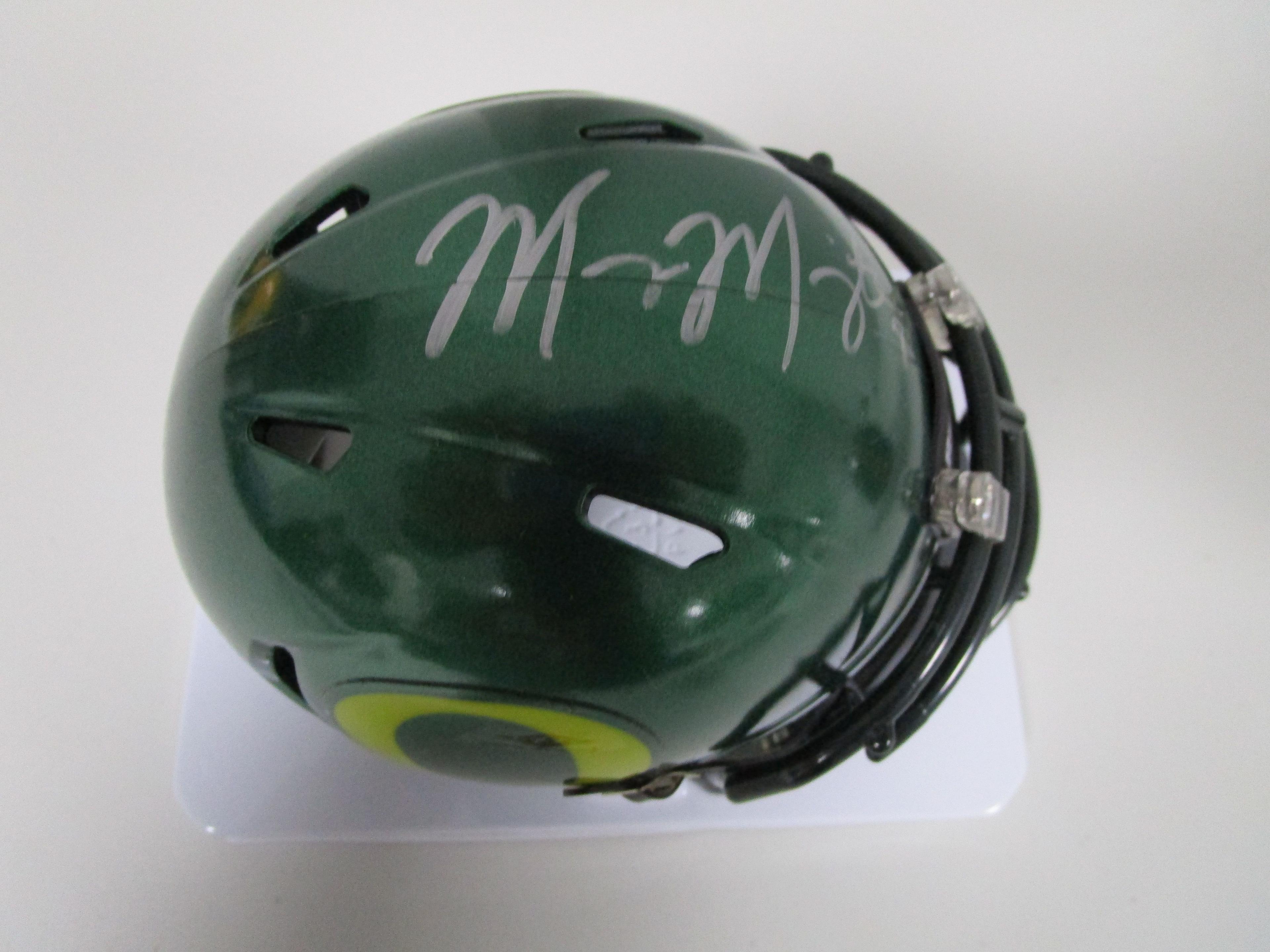 Marcus Mariota of the Oregon Ducks Autographed mini football helmet Certified COA 591