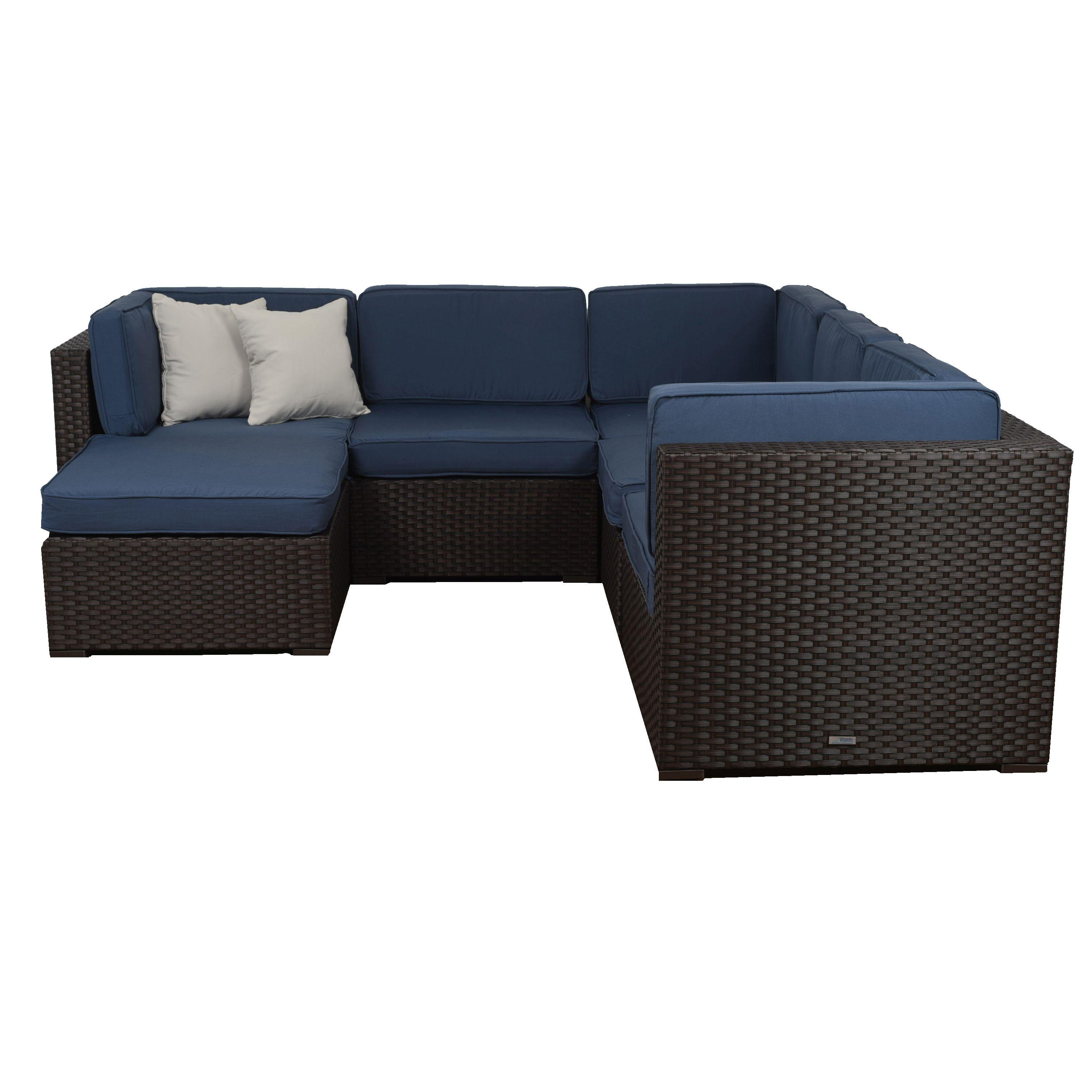 6 PIECE SECTIONAL  SET -    BROWN WICKER & ALUMINUM FRAMES