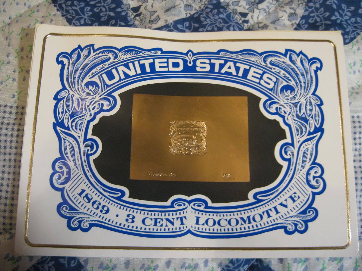 VINTAGE 1869 U.S. GOLD LOCOMOTIVE STAMP