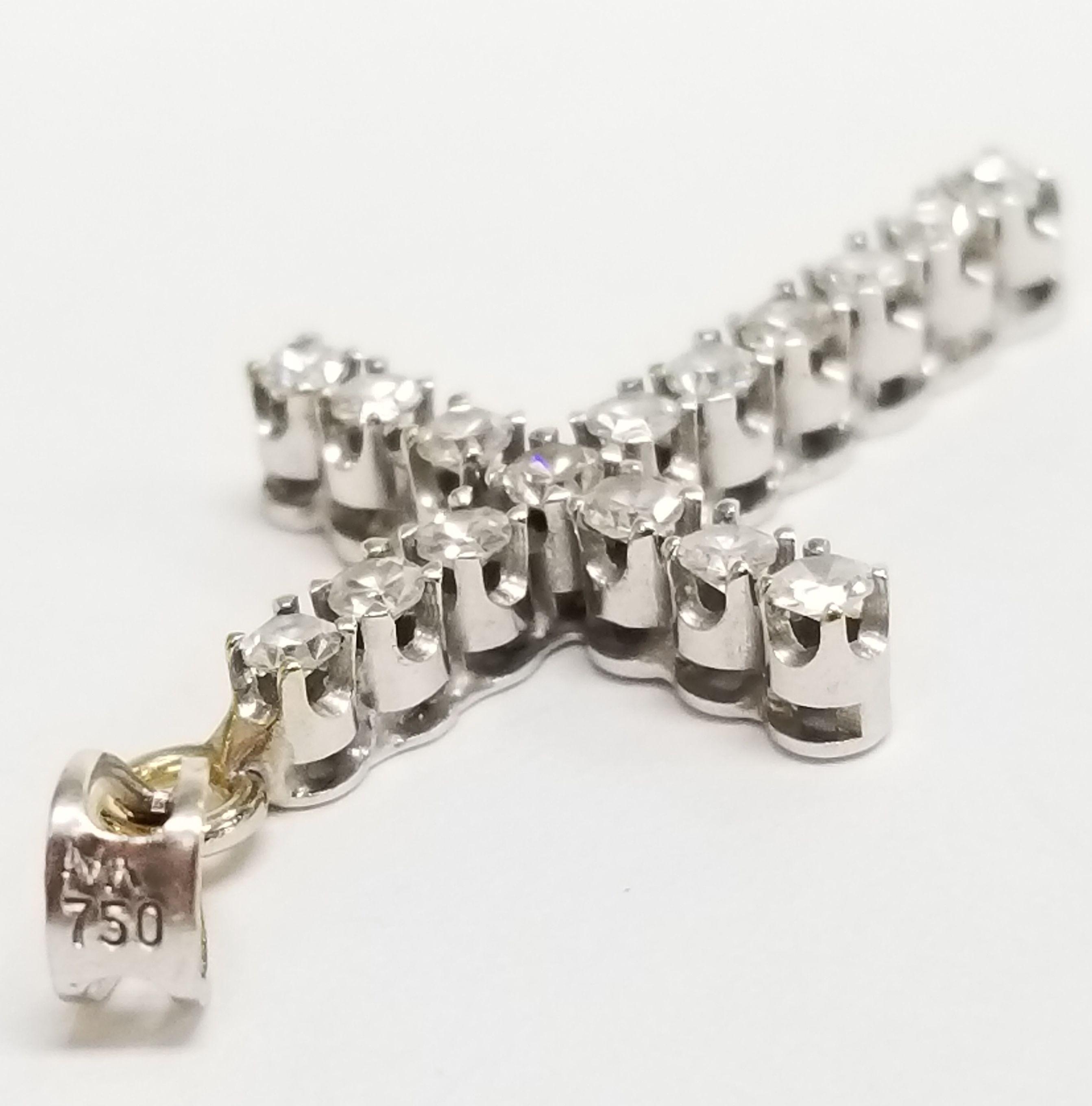 Womens Stamped MK 18k White Gold with 16 Genuine Diamond Cross
