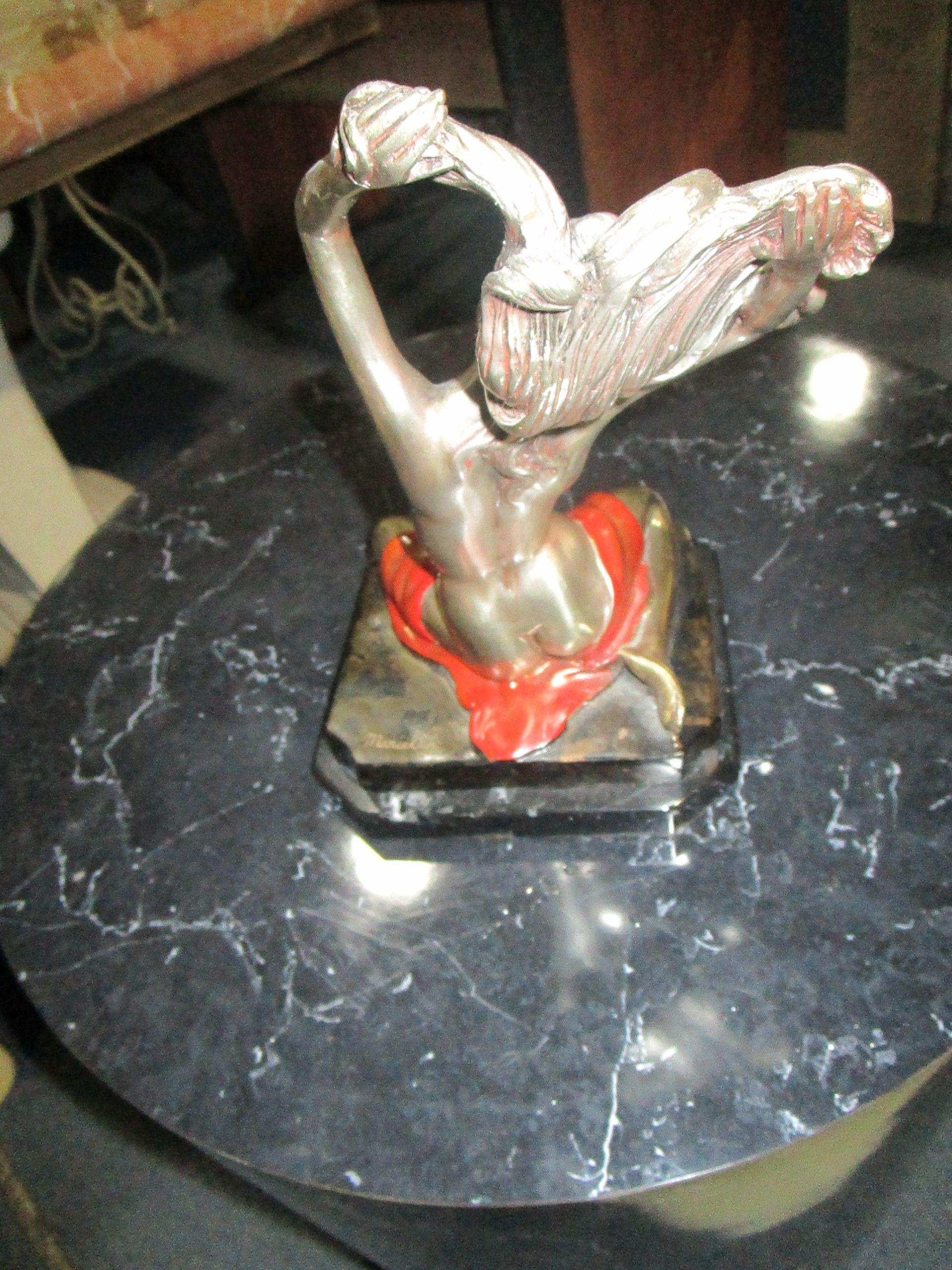 Half Nude Lady sitting down - Signed by Mariallg with Marble Base