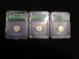 1948 - Lot of 3 - US Dimes - Graded MS65 and 66 by ICG