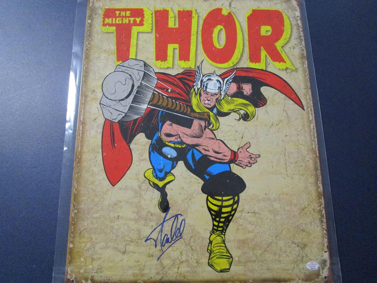 Stan Lee Mighty Thor signed autographed 11.5 x 16 metal sign PAAS COA 510
