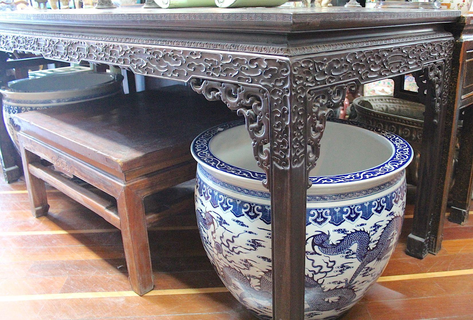 Vintage Rosewood hand carved painter's table