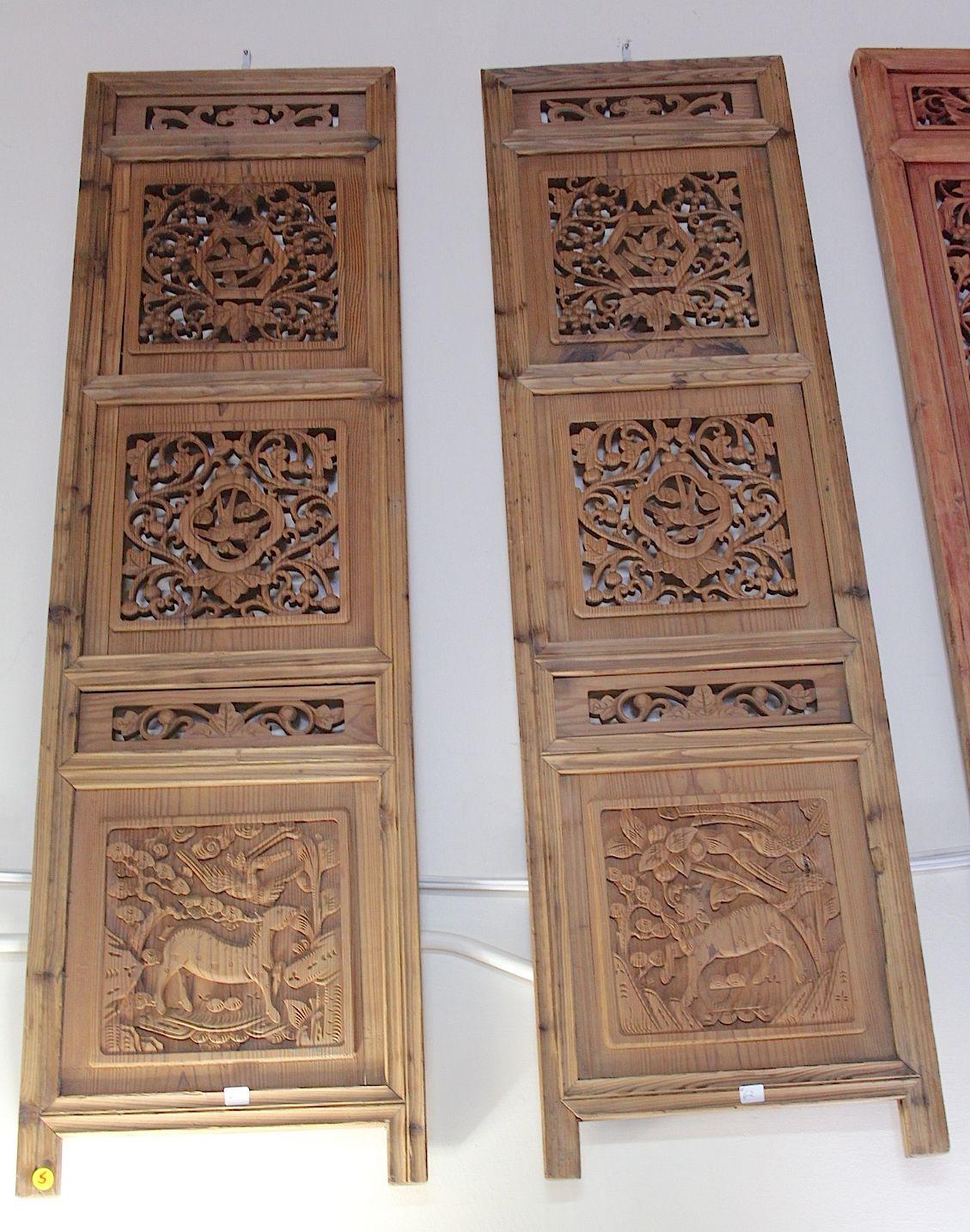 One pair  Vintage wooden hand crafted screen bring longivity and peace