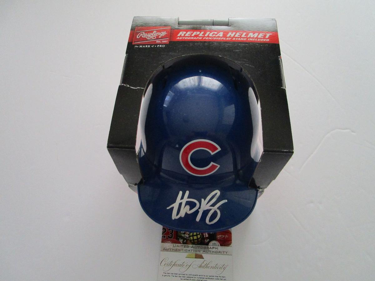 Anthony Rizzo, Chicago Cubs, 3 time All star - Autographed Mini Helmet w COA