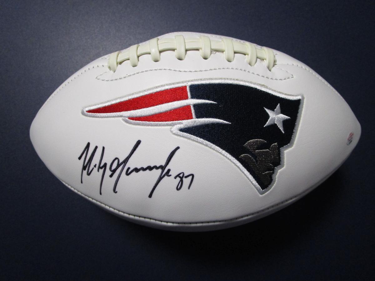 Rob Gronkkowski of the New England Patriots signed autographed logo football PAAS COA 889