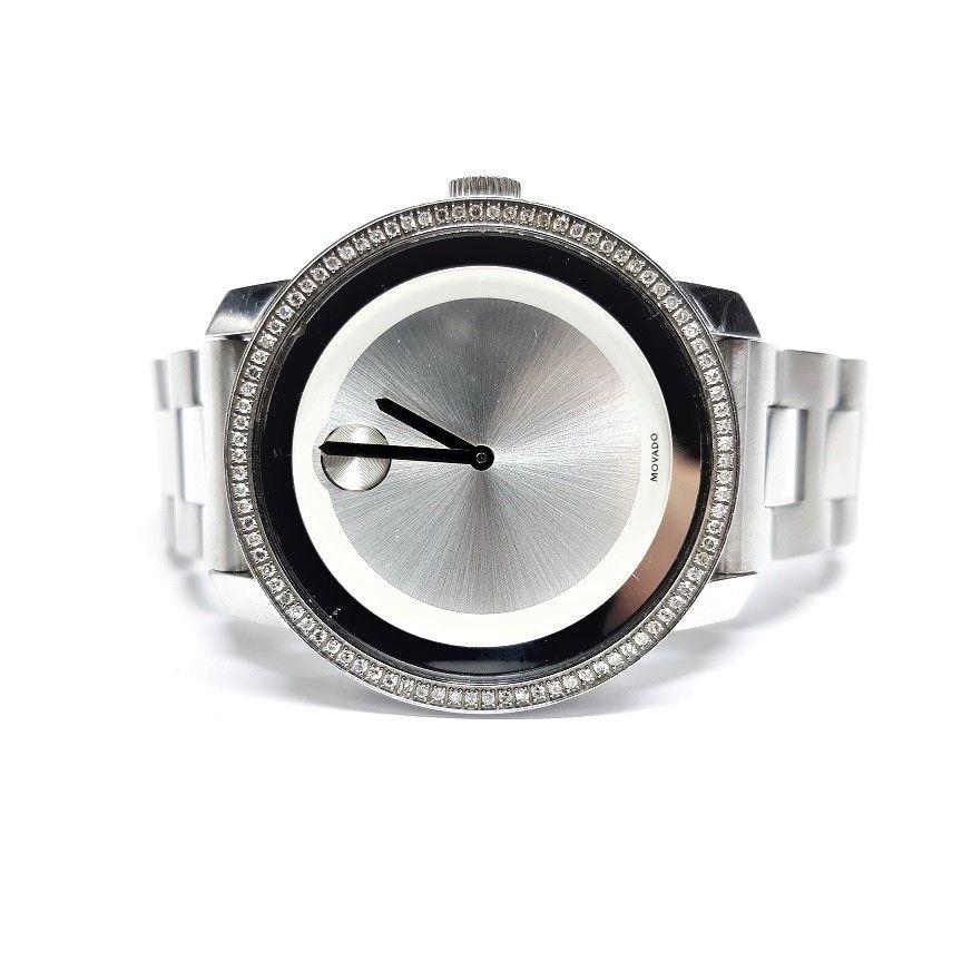 MOVADO Bold St. Steel Diamond Bezel St. Steel Watch with Box