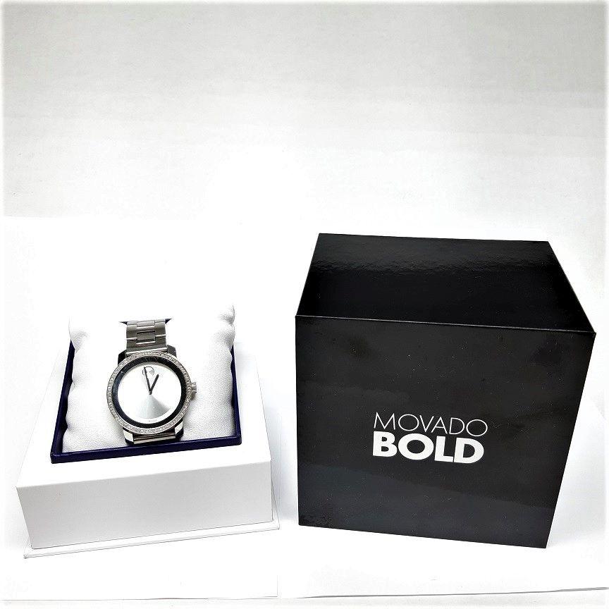 MOVADO Bold St. Steel Diamond Bezel St. Steel Watch with Box