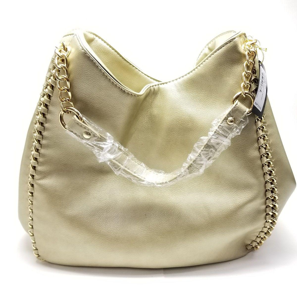 BRAND NEW Womens BEBE Colette Triple Entry Shoulder Gold Tone Purse