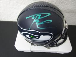 Russell Wilson of the Seattle Seahawks signed autographed mini football helmet PAAS COA 362