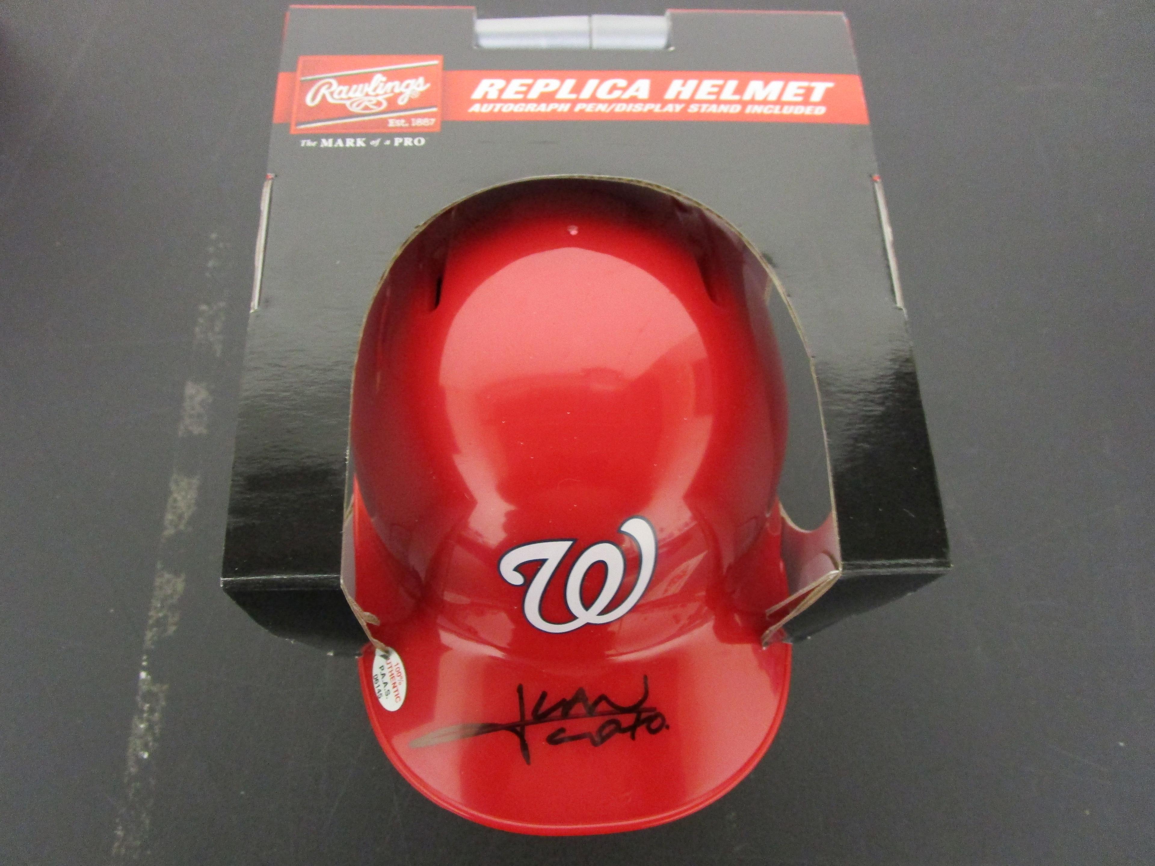 Juan Soto of the Washington Nationals signed autographed mini batting helmet PAAS COA 145
