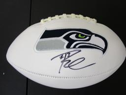 Russell Wilson of the Seattle Seahawks signed autographed logo football PAAS COA 540