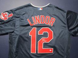 Francisco Lindor of the Cleveland Indians signed autographed baseball jersey PAAS COA 989