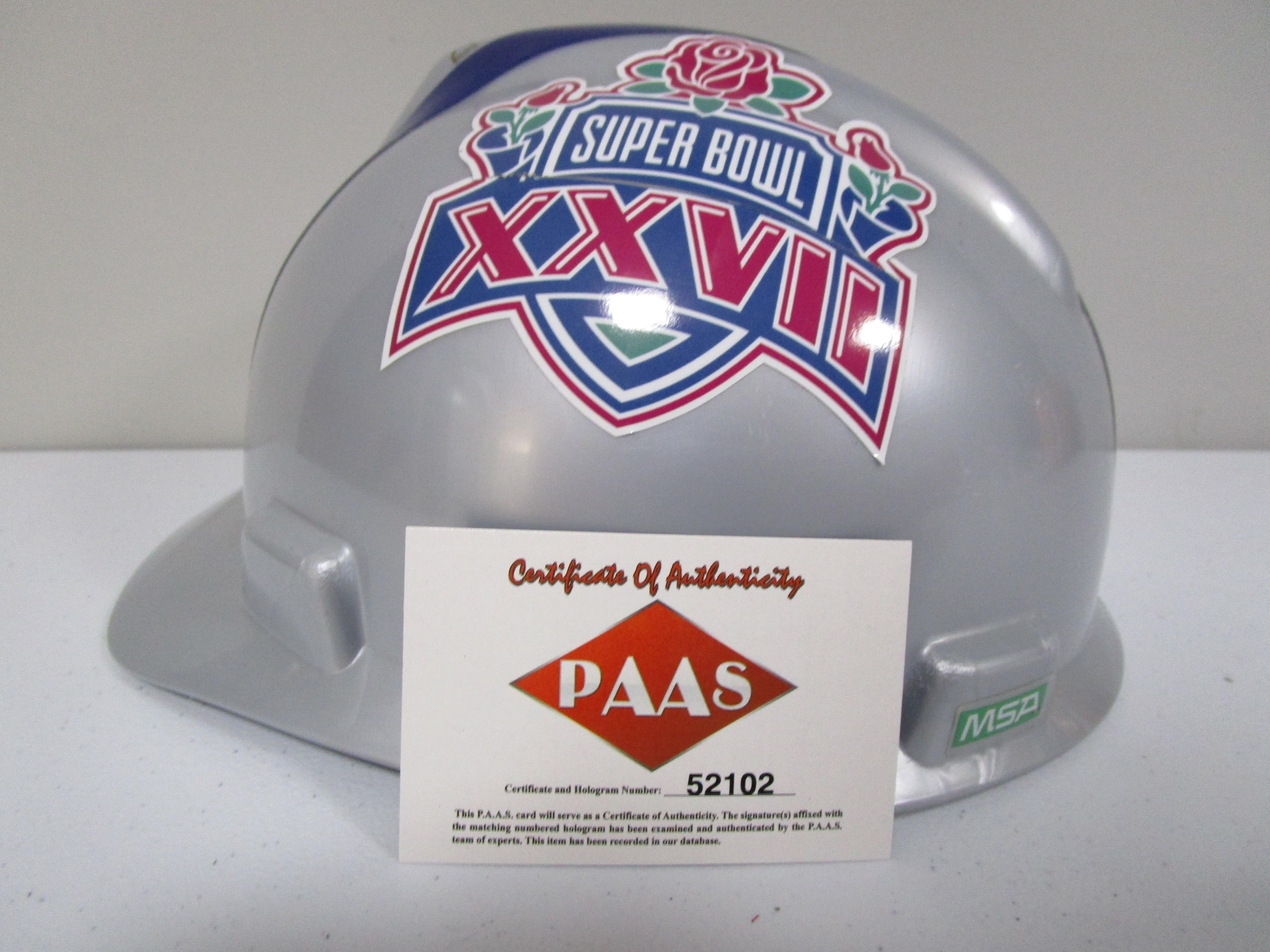 Troy Aikman of the Dallas Cowboys signed Super Bowl XXVII team logo hard hat PAAS COA 102