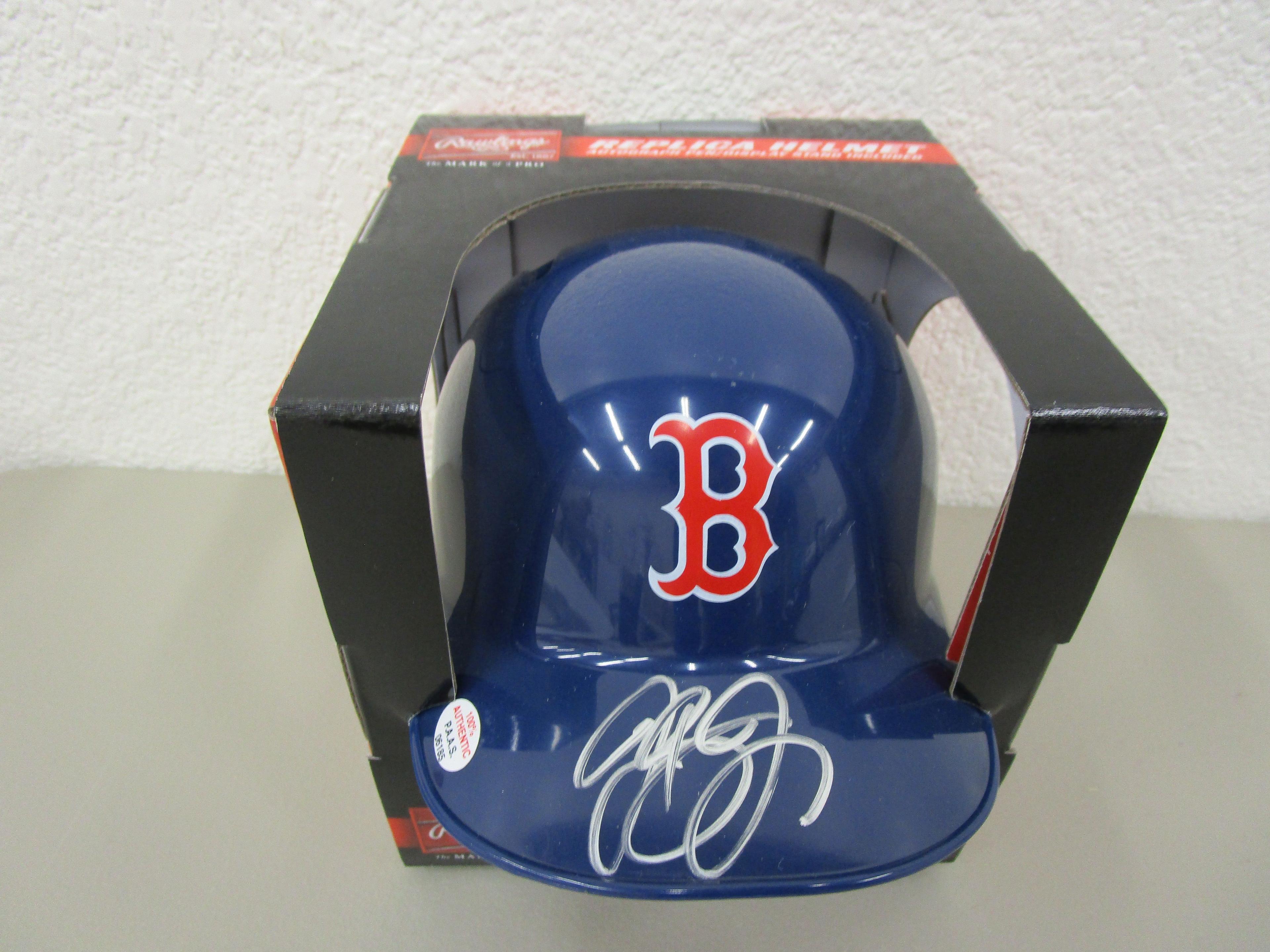 Jackie Bradley Jr of the Boston Red Sox signed autographed Baseball Mini Helmet PAAS COA 185