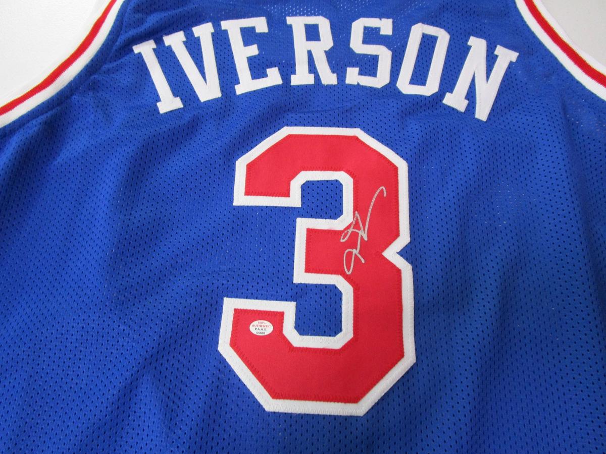 Allen Iverson of the Philadelphia 76ers signed autographed basketball jersey PAAS COA 688