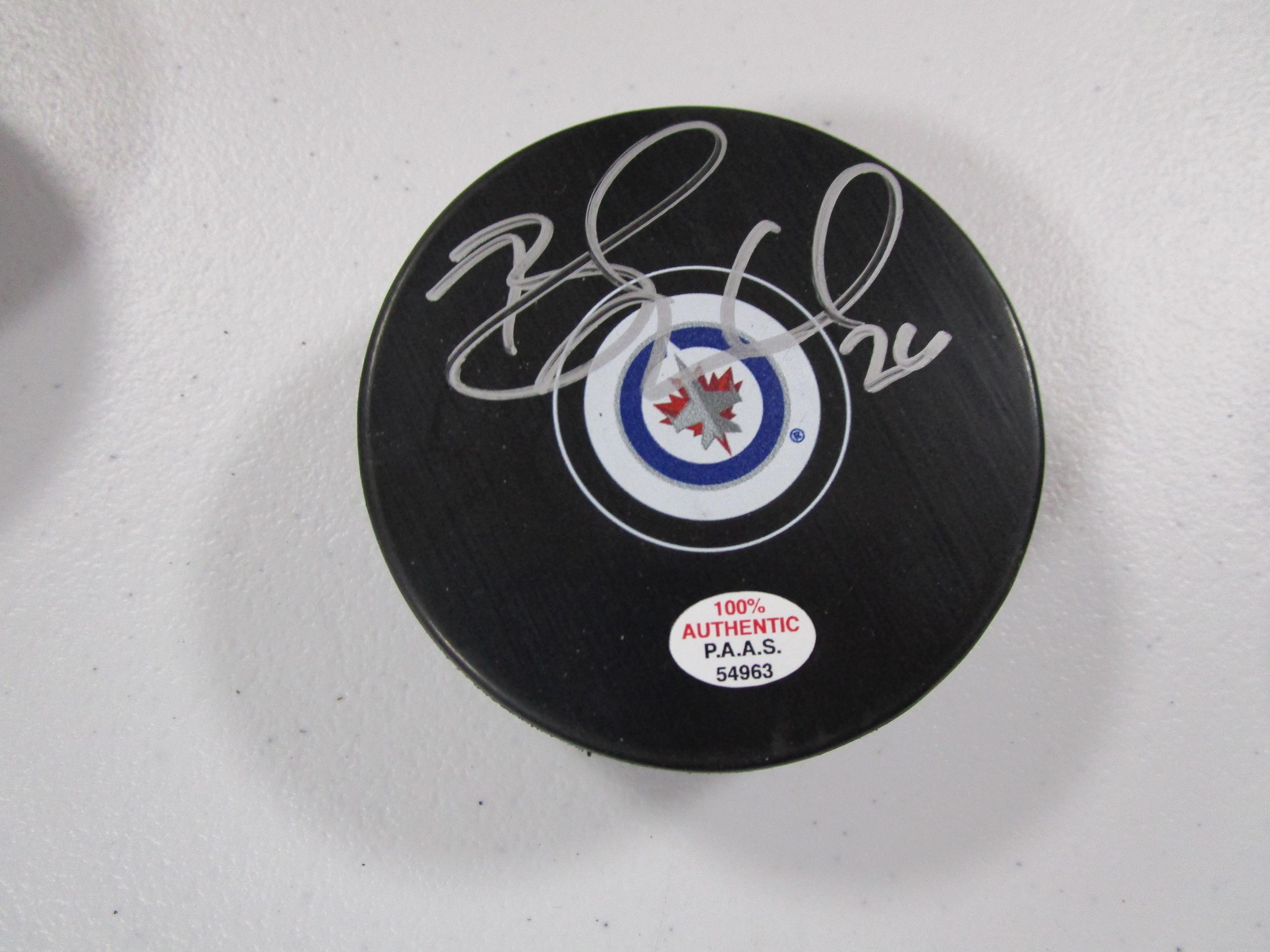 Blake Wheeler of the Winnipeg Jets signed autographed logo hockey puck PAAS COA 963