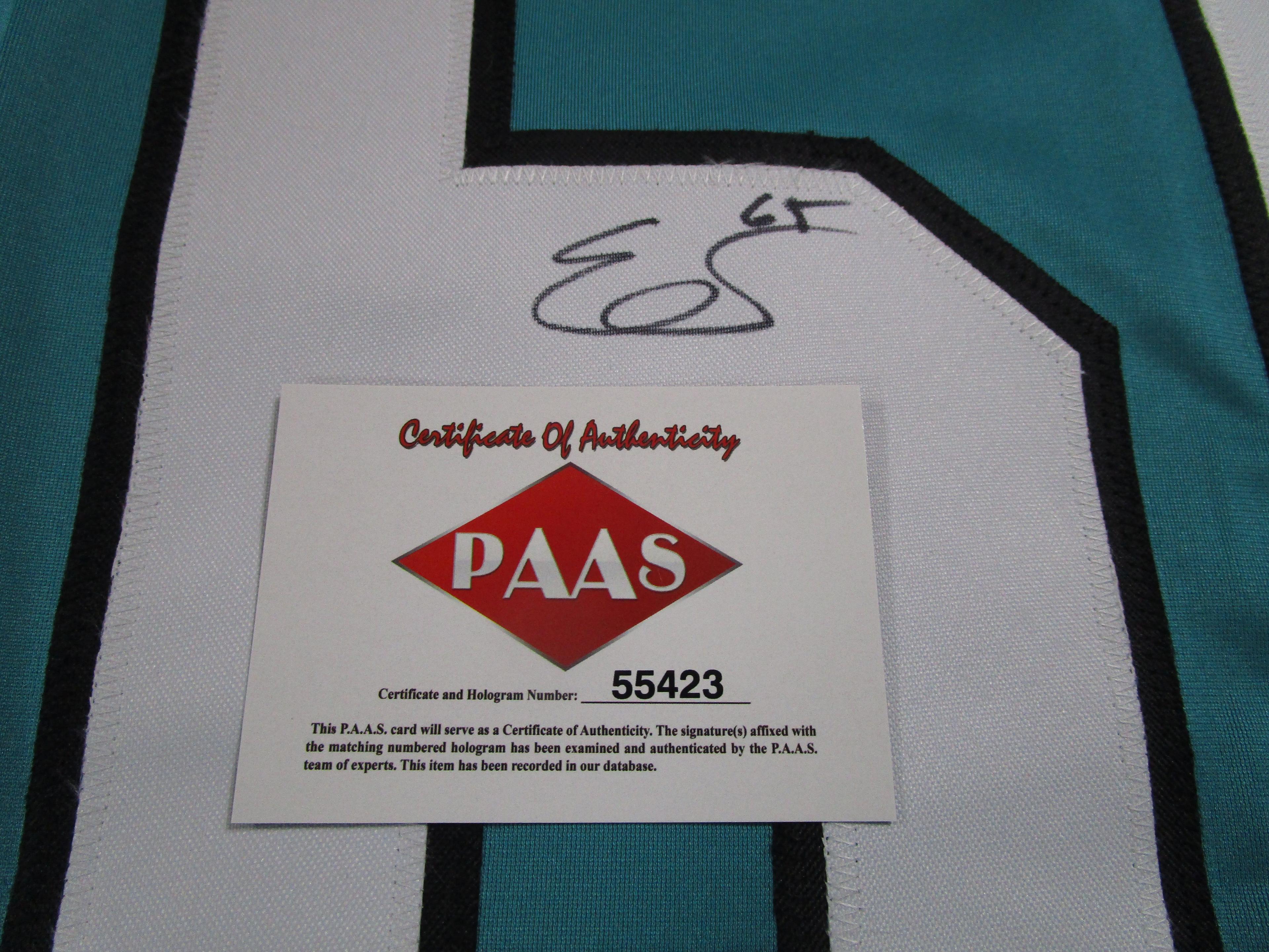 Eric Karlsson of the San Jose Sharks signed autographed hockey jersey PAAS COA 423