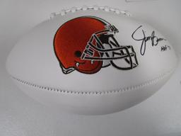 Jim Brown of the Cleveland Browns signed autographed logo football PAAS COA 076