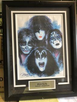 Framed Kiss Rock Legends art piece
