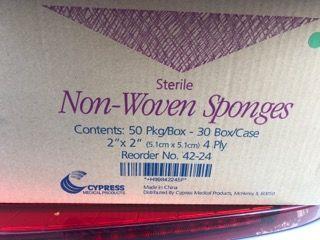 (60) Cases Sterile Non -Woven Sponges 50pkg/Box -30Box per case