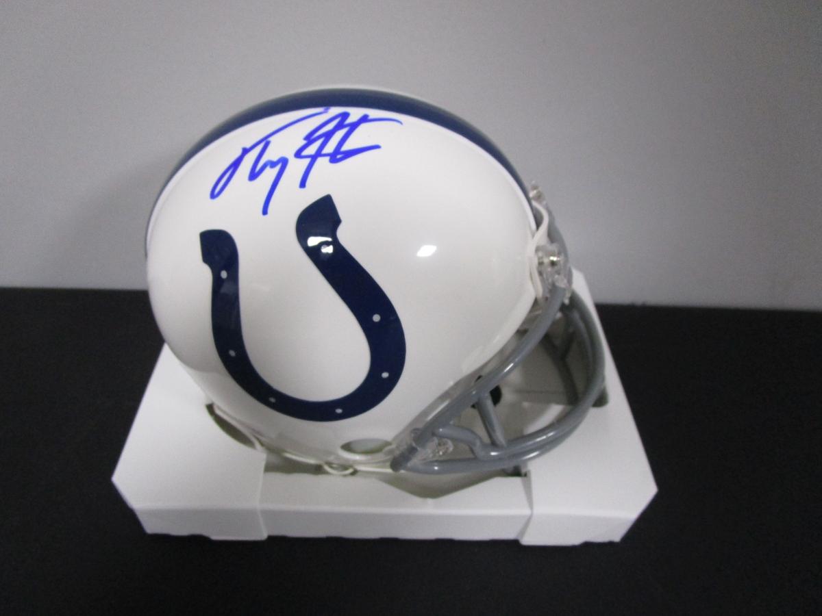 T.Y Hilton of the Indianapolis Colts signed autographed mini football helmet PAAS COA 029