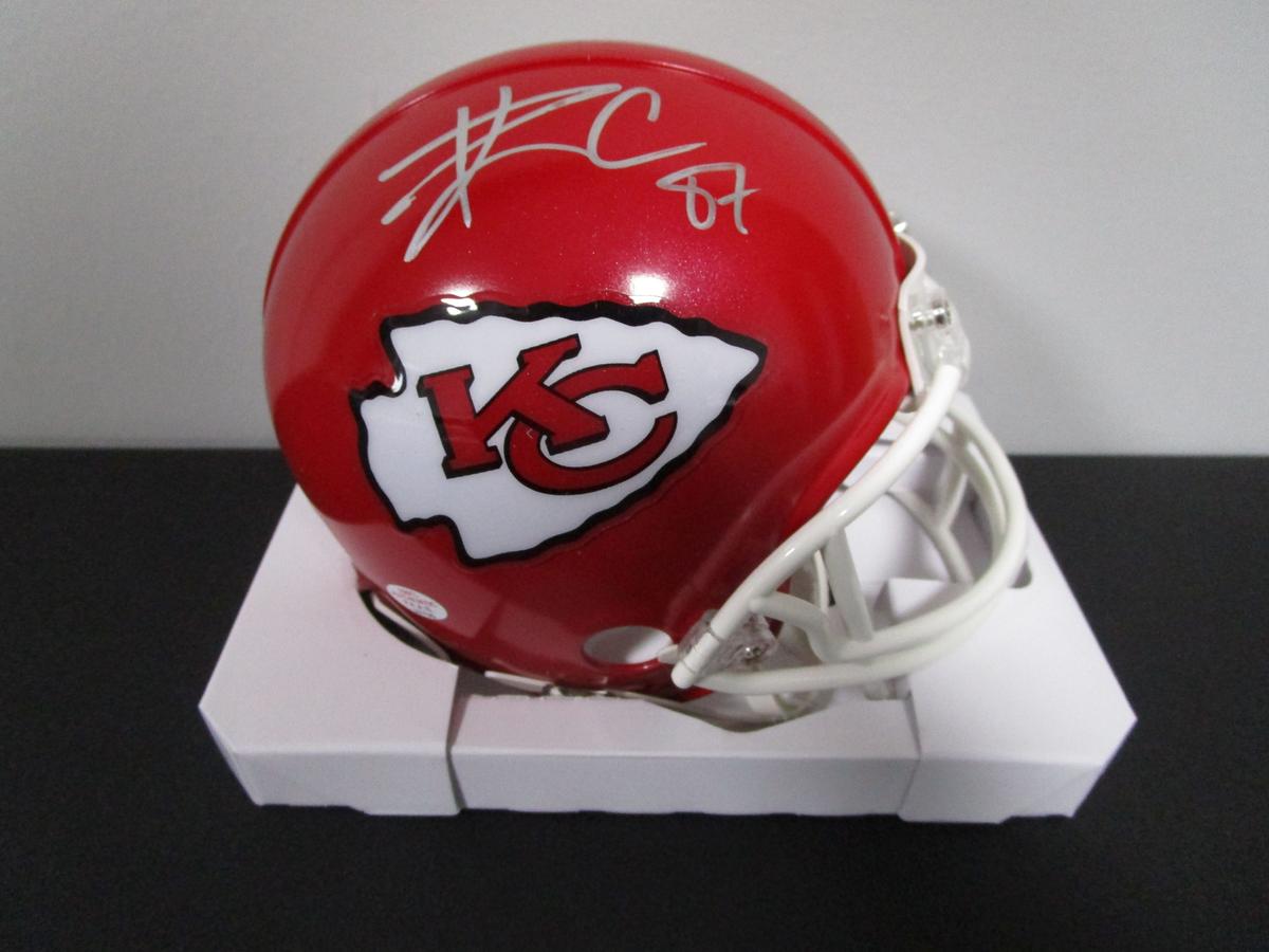 Travis Kelce of the Kansas City Chiefs signed autographed mini football helmet PAAS COA 790