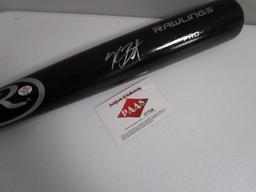 Kris Bryant of the Chicago Cubs signed autographed black baseball bat PAAS COA 756