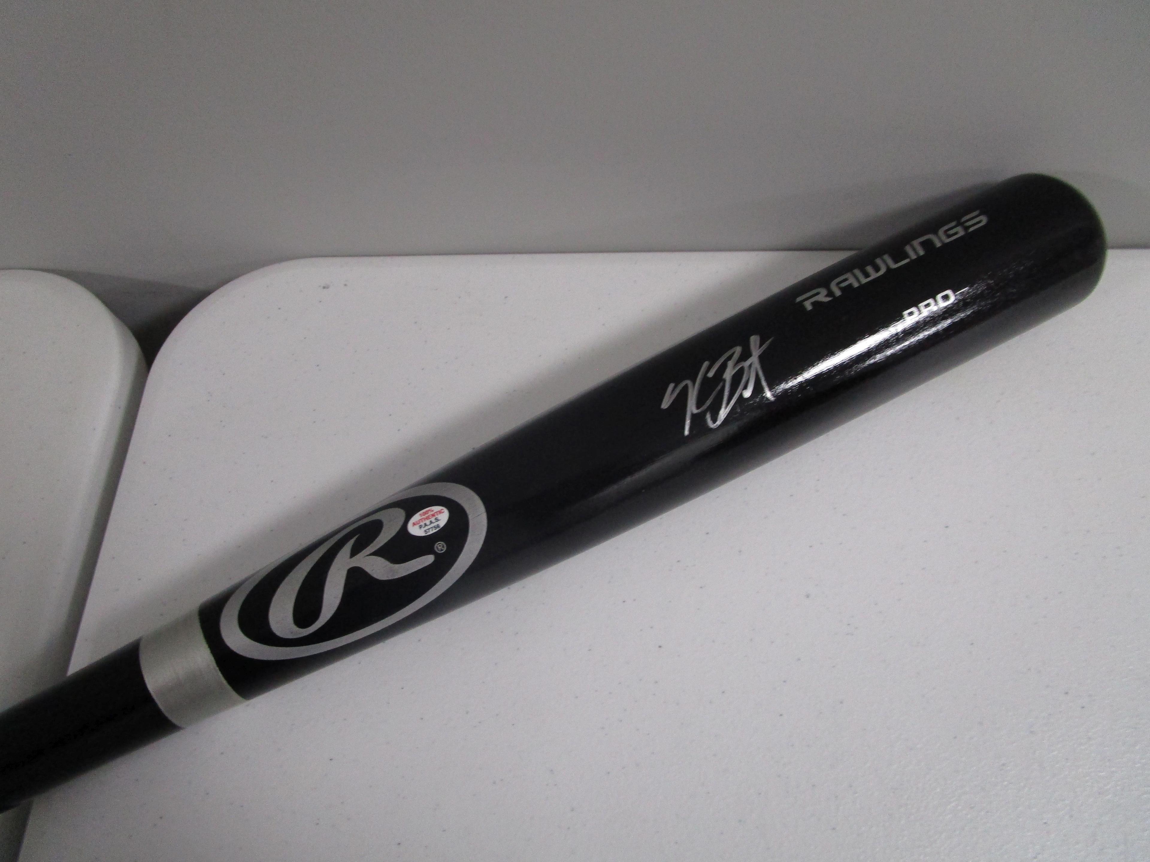 Kris Bryant of the Chicago Cubs signed autographed black baseball bat PAAS COA 756