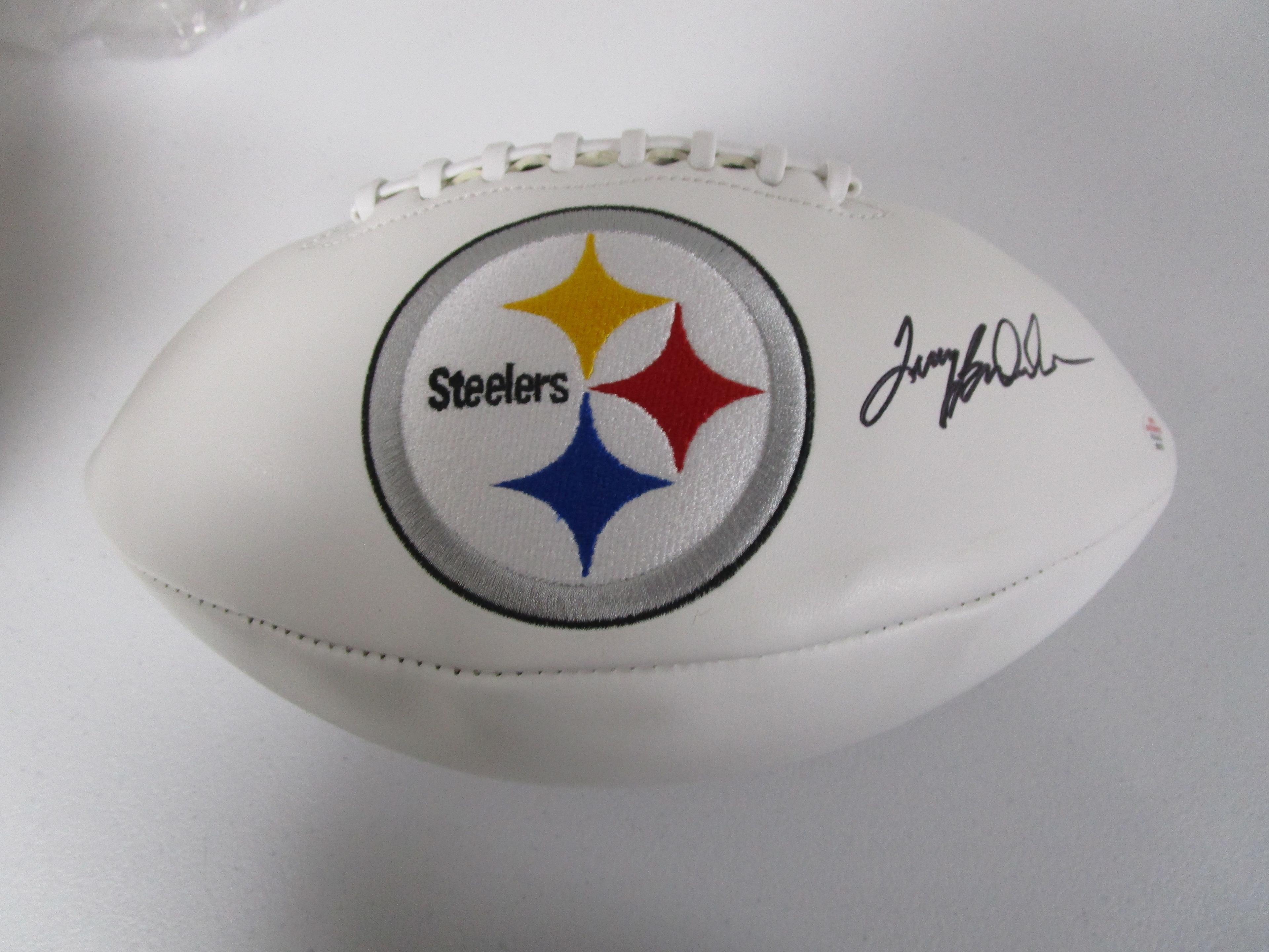 Terry Bradshaw of the Pittsburgh Steelers signed autographed logo football PAAS COA 570