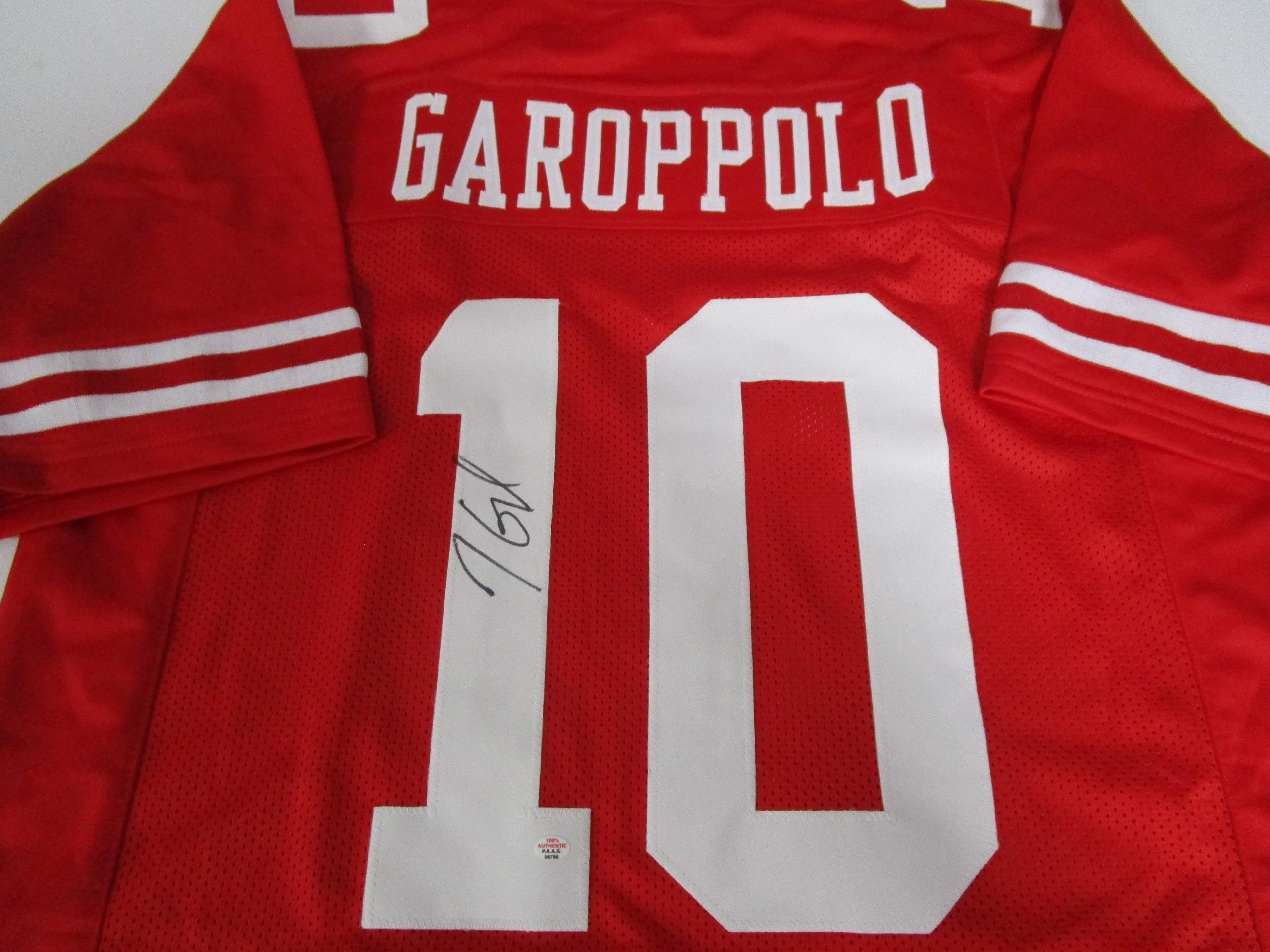 Jimmy Garoppolo of the San Francisco 49ers signed autographed football jersey PAAS COA 799