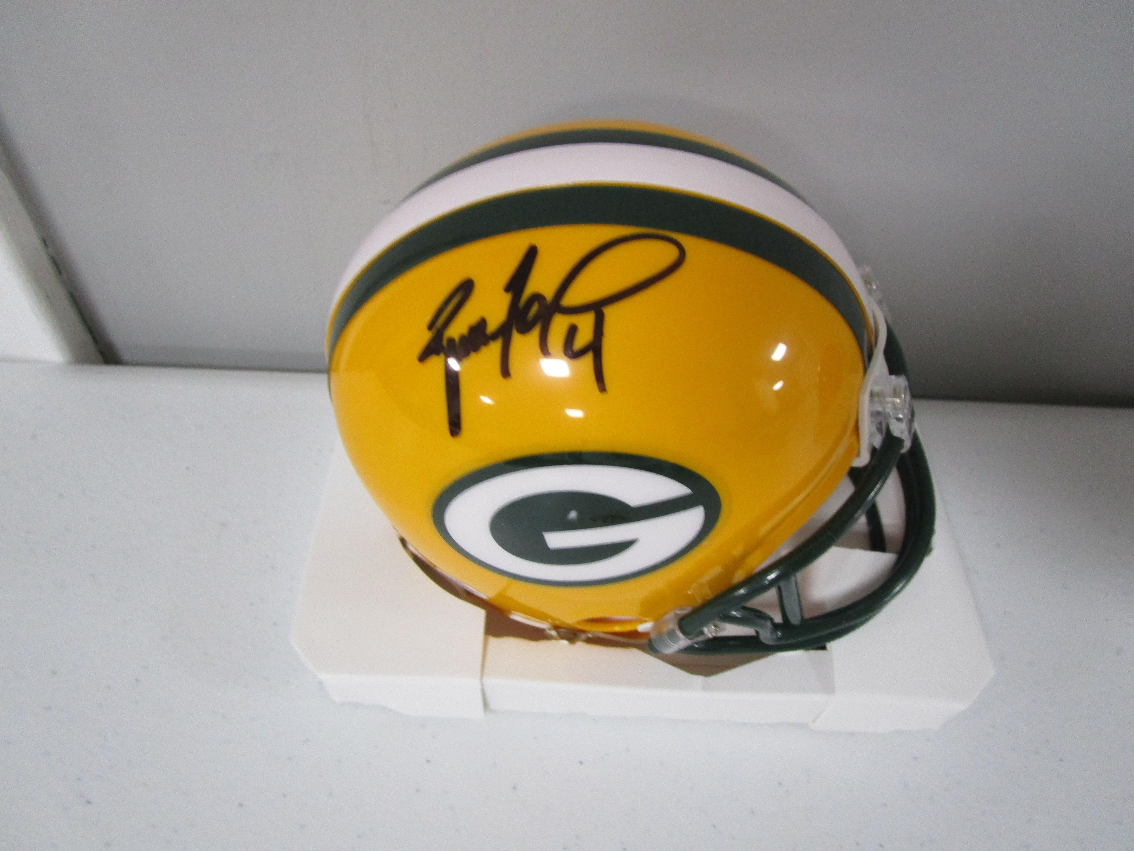 Brett Favre of the Green Bay Packers signed autographed mini football helmet PAAS COA 836