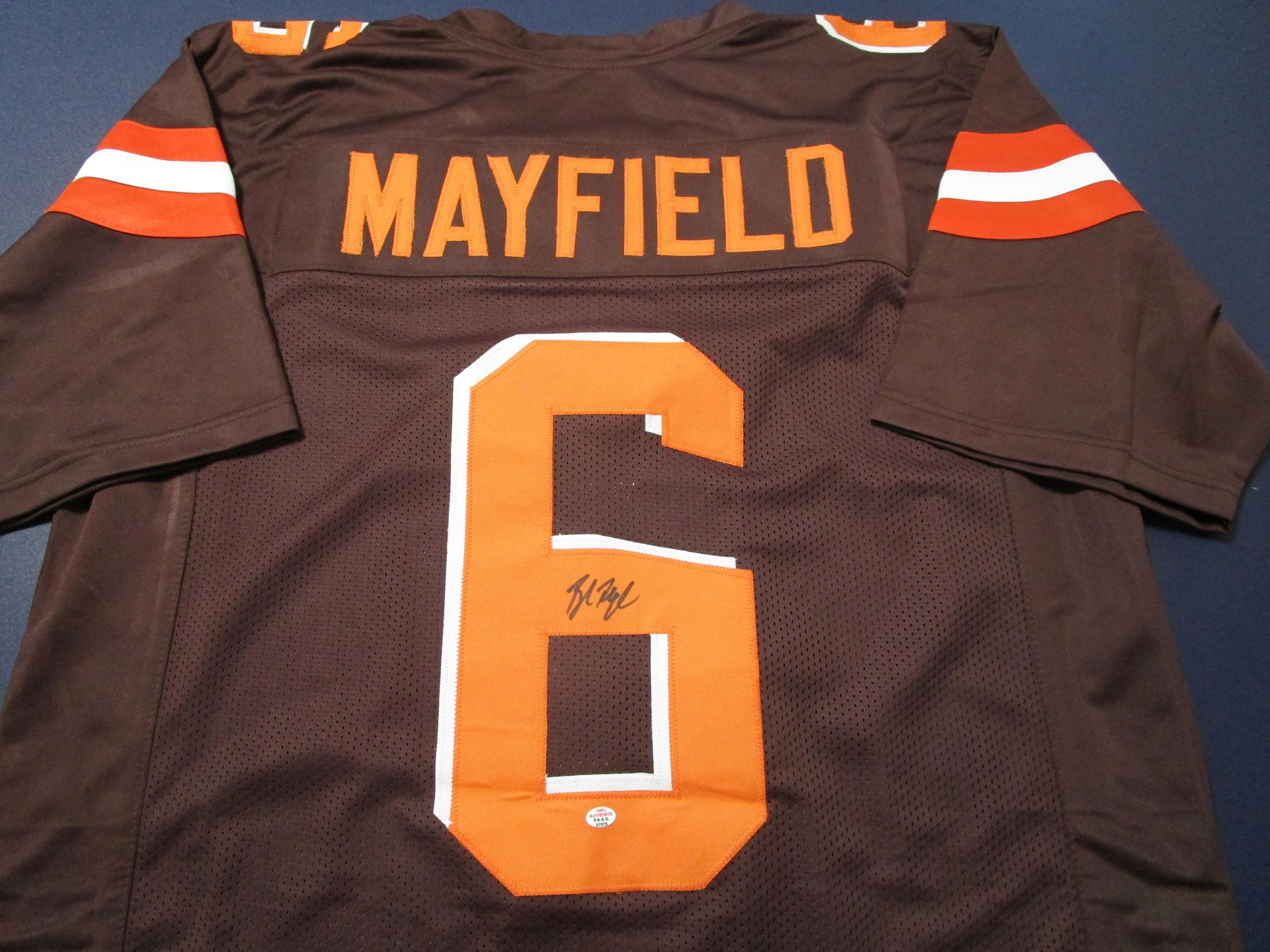 Baker Mayfield of the Cleveland Browns signed autographed football jersey PAAS COA 075