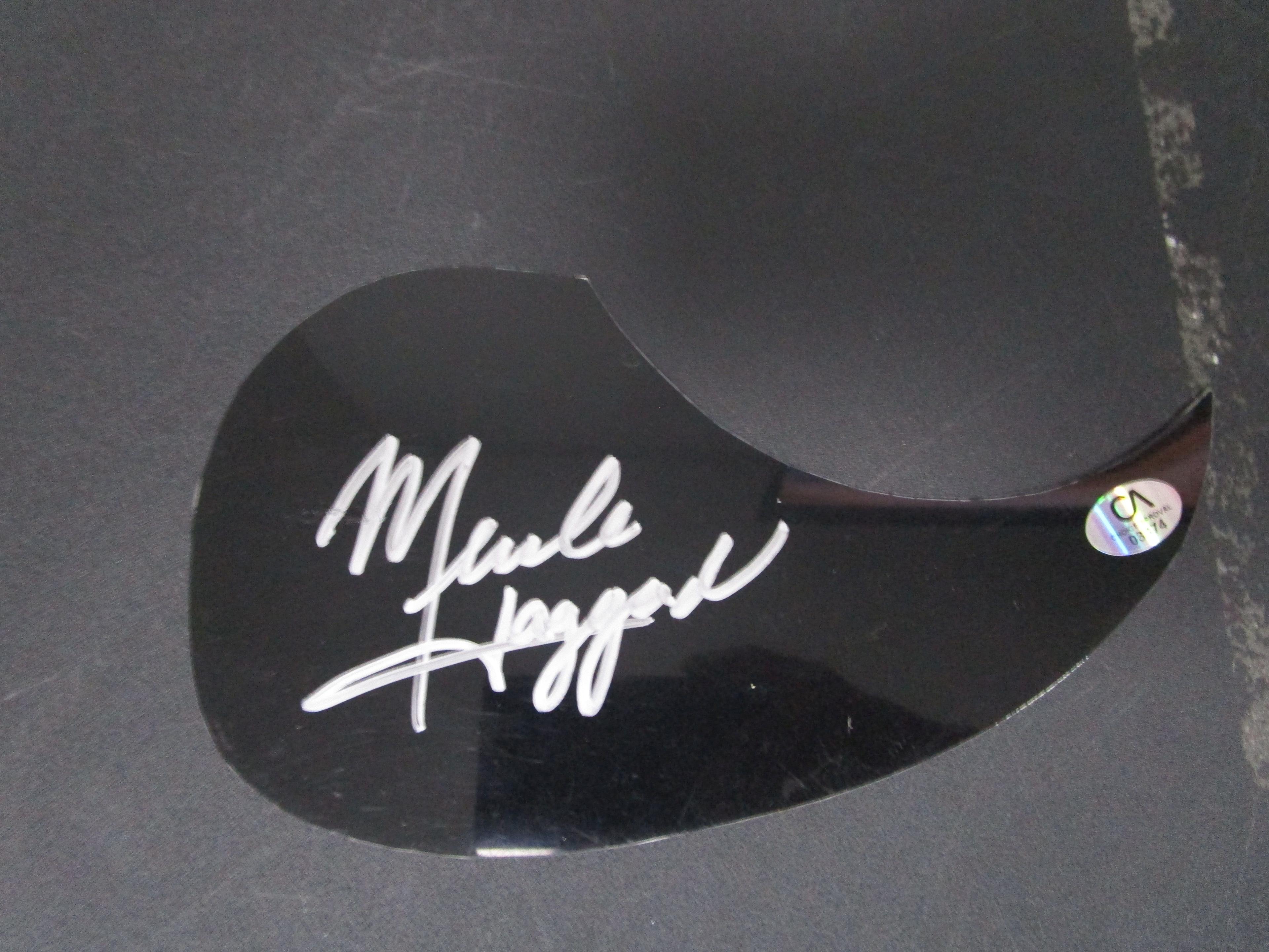 Mearle Haggard Country Music Legend signed autographed guitar pick guard CA COA 374