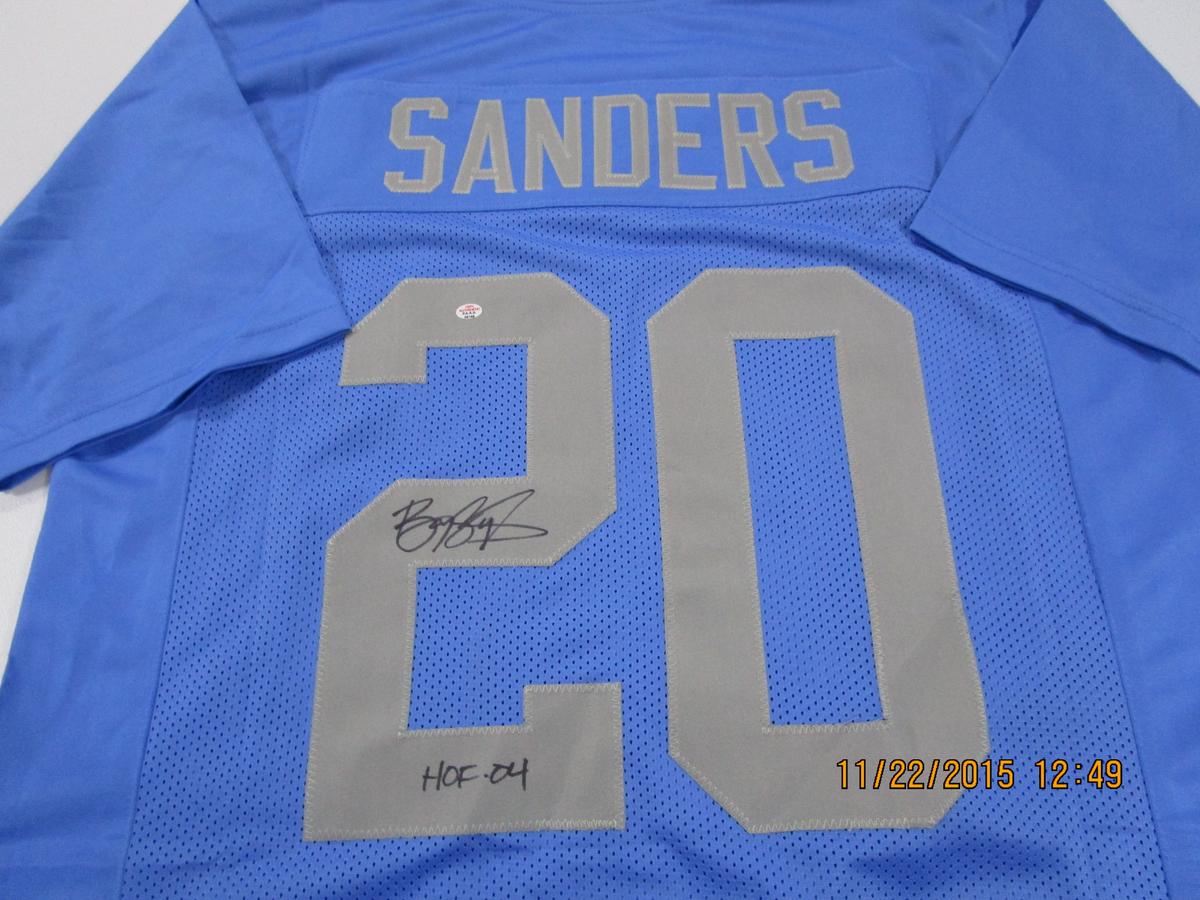 Barry Sanders of the Detroit Lions signed autographed football jersey PAAS COA 168