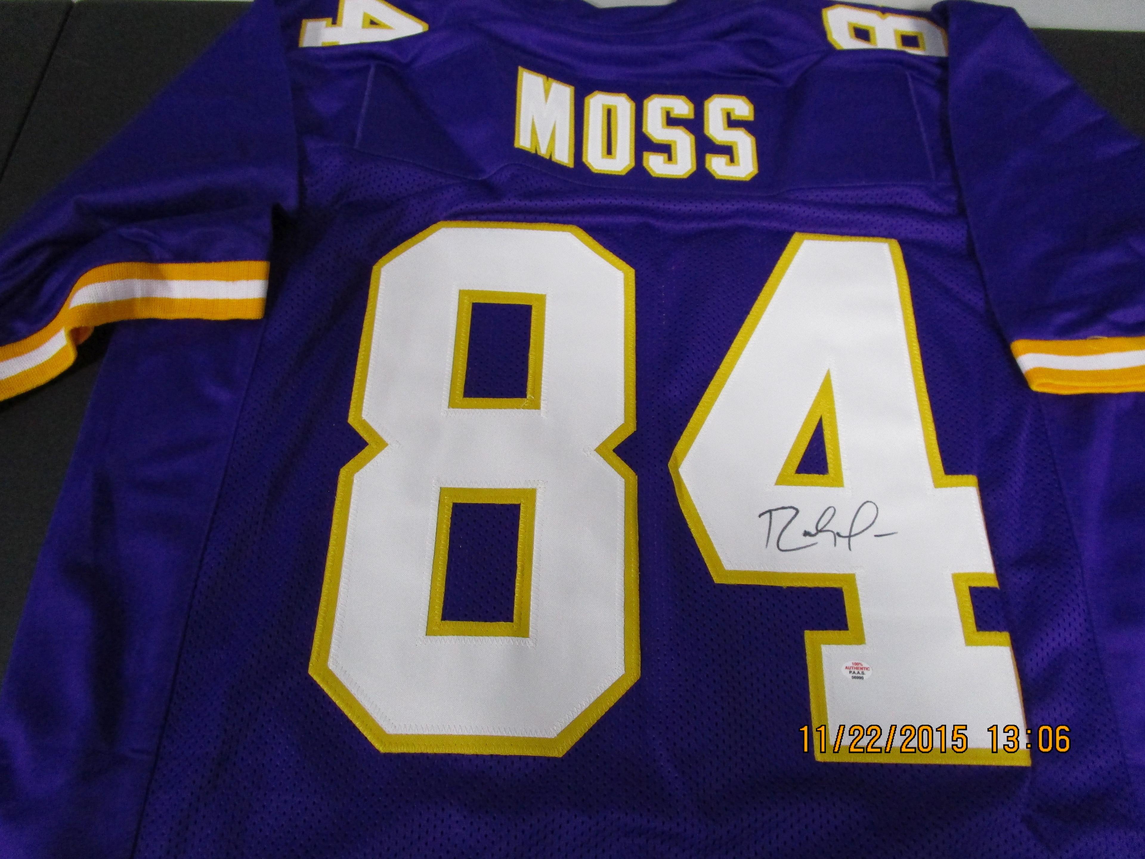 Randy Moss of the Minnesota Vikings signed autographed football jersey PAAS COA 990