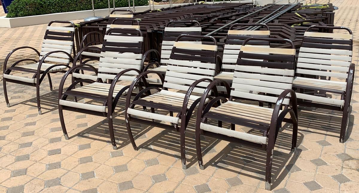 (20) Outdoor Plastic Strap Side Chairs